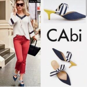 Women’s Cabi Navy/Yellow Bow Kitten Heels (Style #6022) Size 6.5